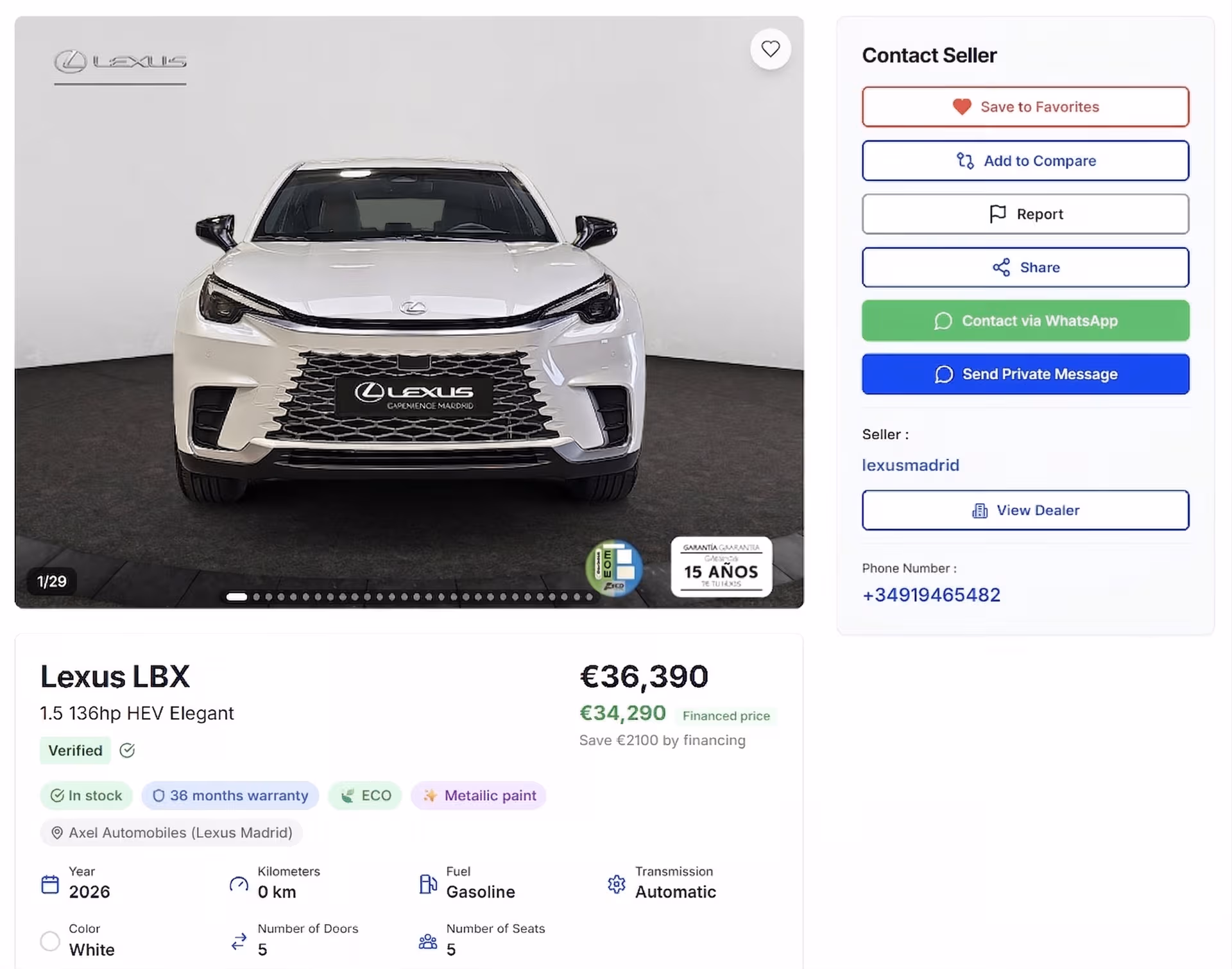 Your stock as it appears on Autoza — Lexus inventory grid