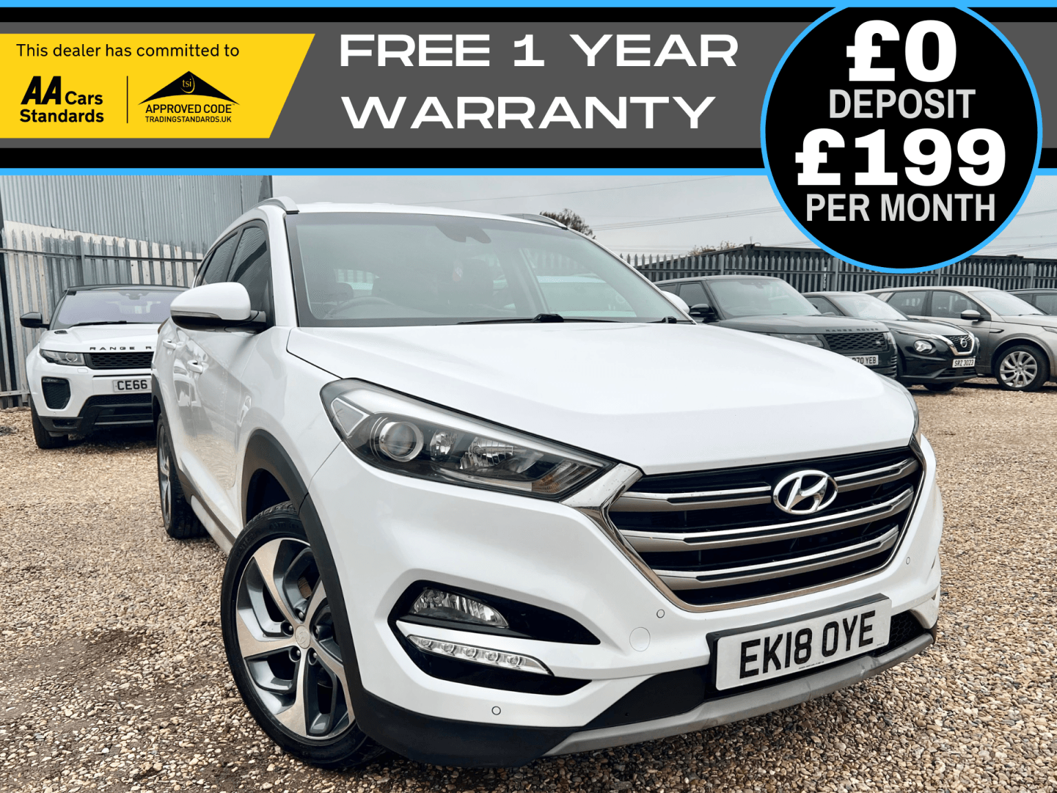 2018 Hyundai Tucson 1.7 CRDi Blue Drive Premium SUV 5dr in white — photo 1 of 35