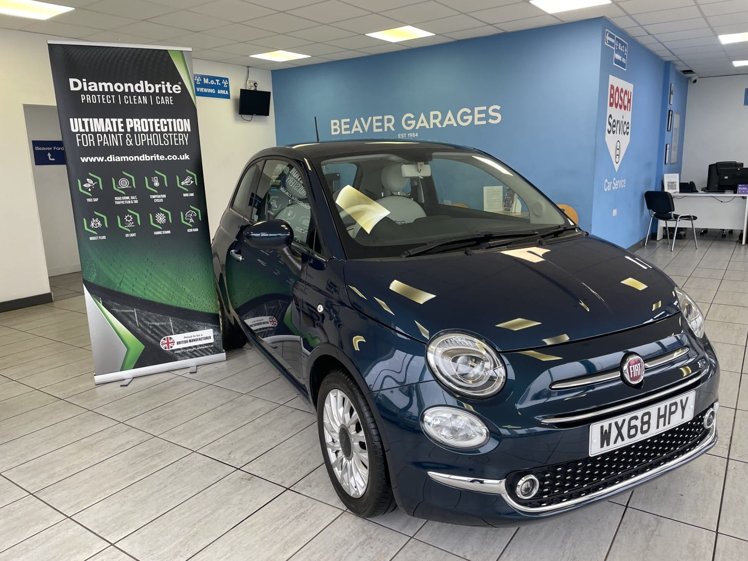2018 Fiat 500 1.2 1.2 69hp Lounge in blue — photo 1 of 30