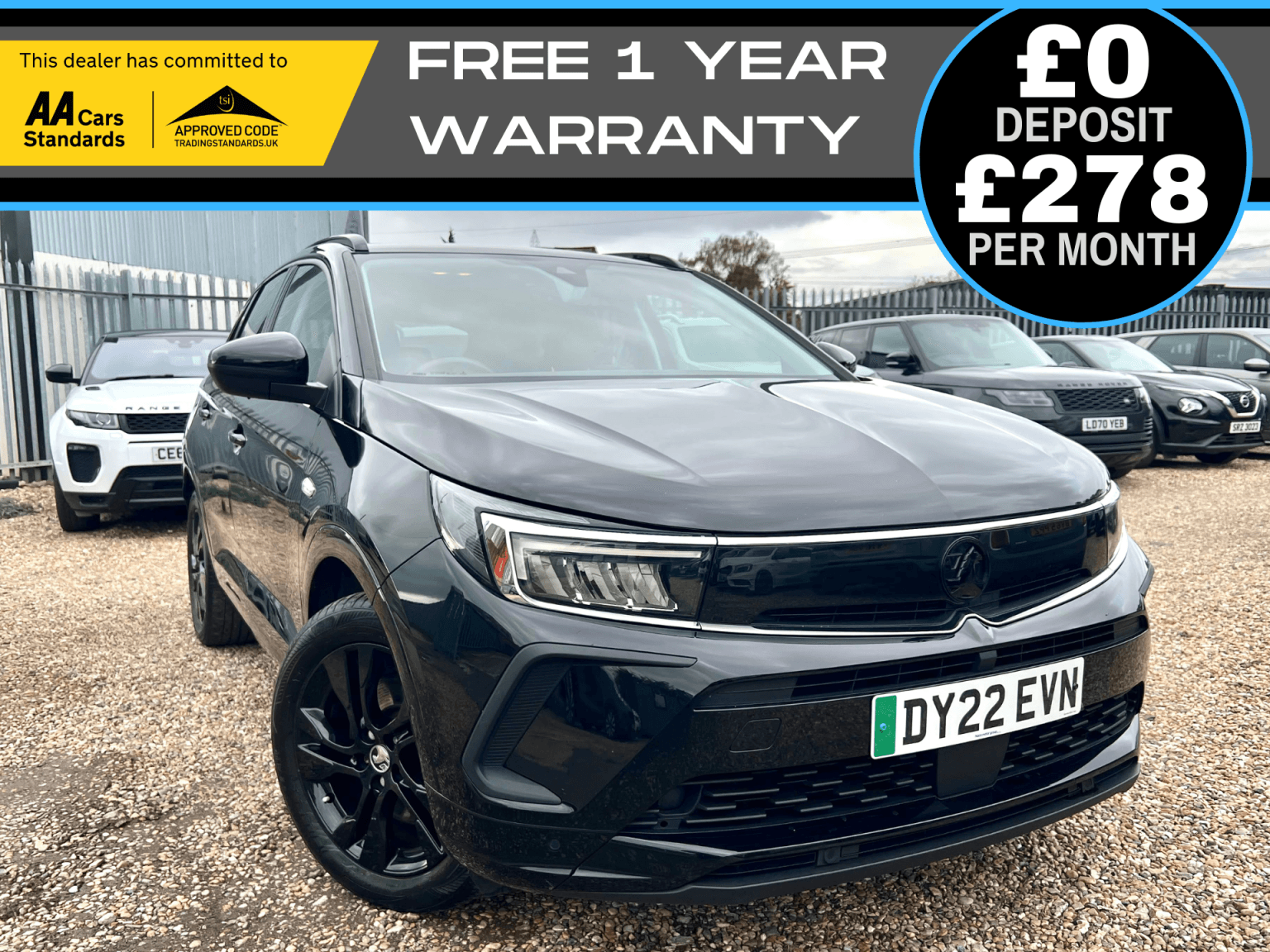 2022 Vauxhall Grandland 1.6 13.2kWh GS Line SUV 5dr Petrol in black — photo 1 of 31
