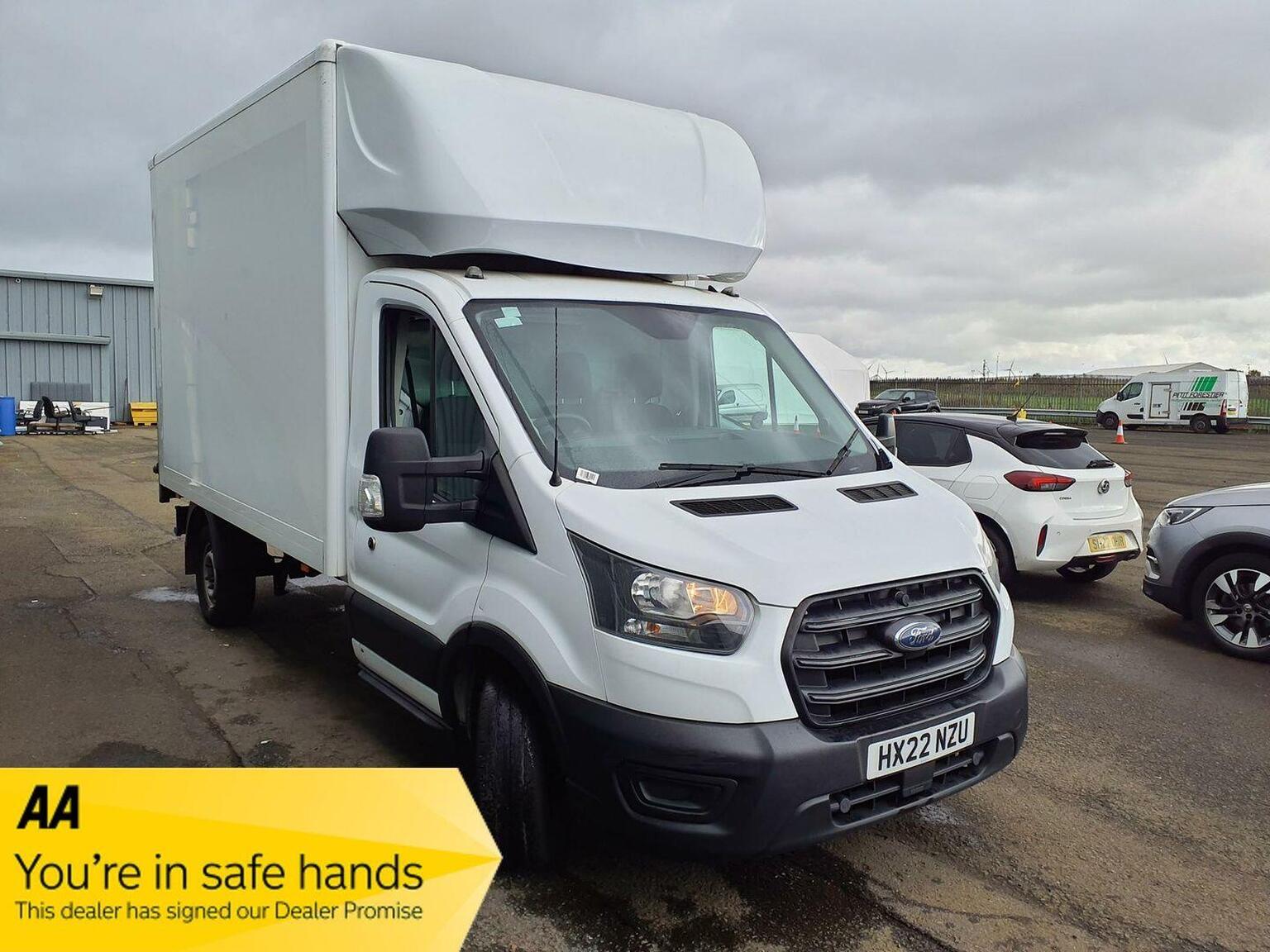 2022 Ford Transit 2.0 350 EcoBlue Leader RWD L3 Euro 6 in white — photo 1 of 17